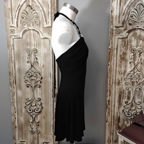 Vintage Love & Love Little Black Mini Dress with Jeweled Halter Small - Picture 8 of 10